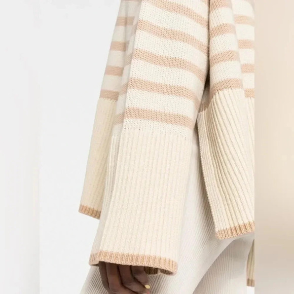 Toteme Signature Stripe Wool Turtleneck Sweater Light Beige Size XXS - Picture 4 of 10